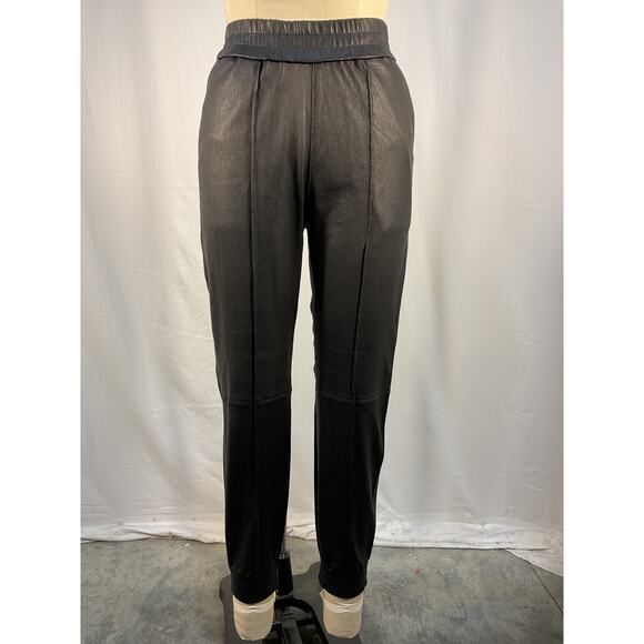 Sprwmn Slim Fit Black Leather Cuffed Jogger Size S - NWT - Picture 2 of 5